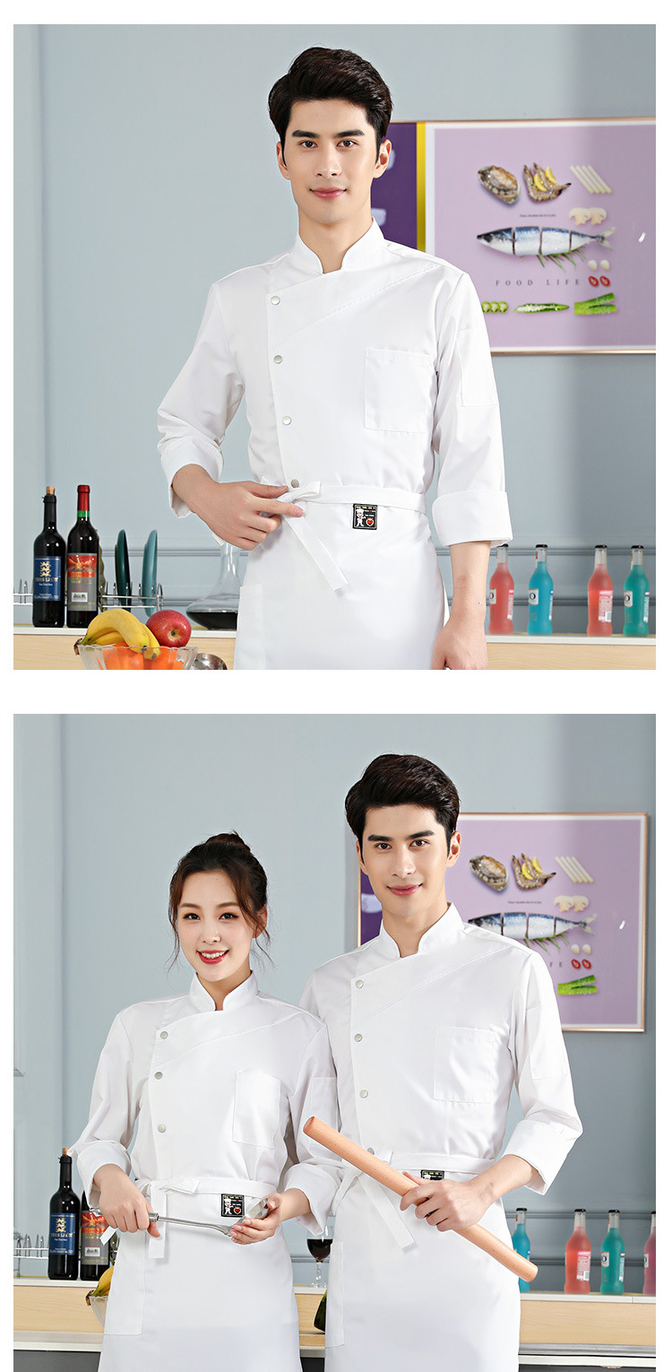 酒店厨师工作服男女长袖短袖秋冬款后厨房烘焙厨师服套装印字LOGO详情9