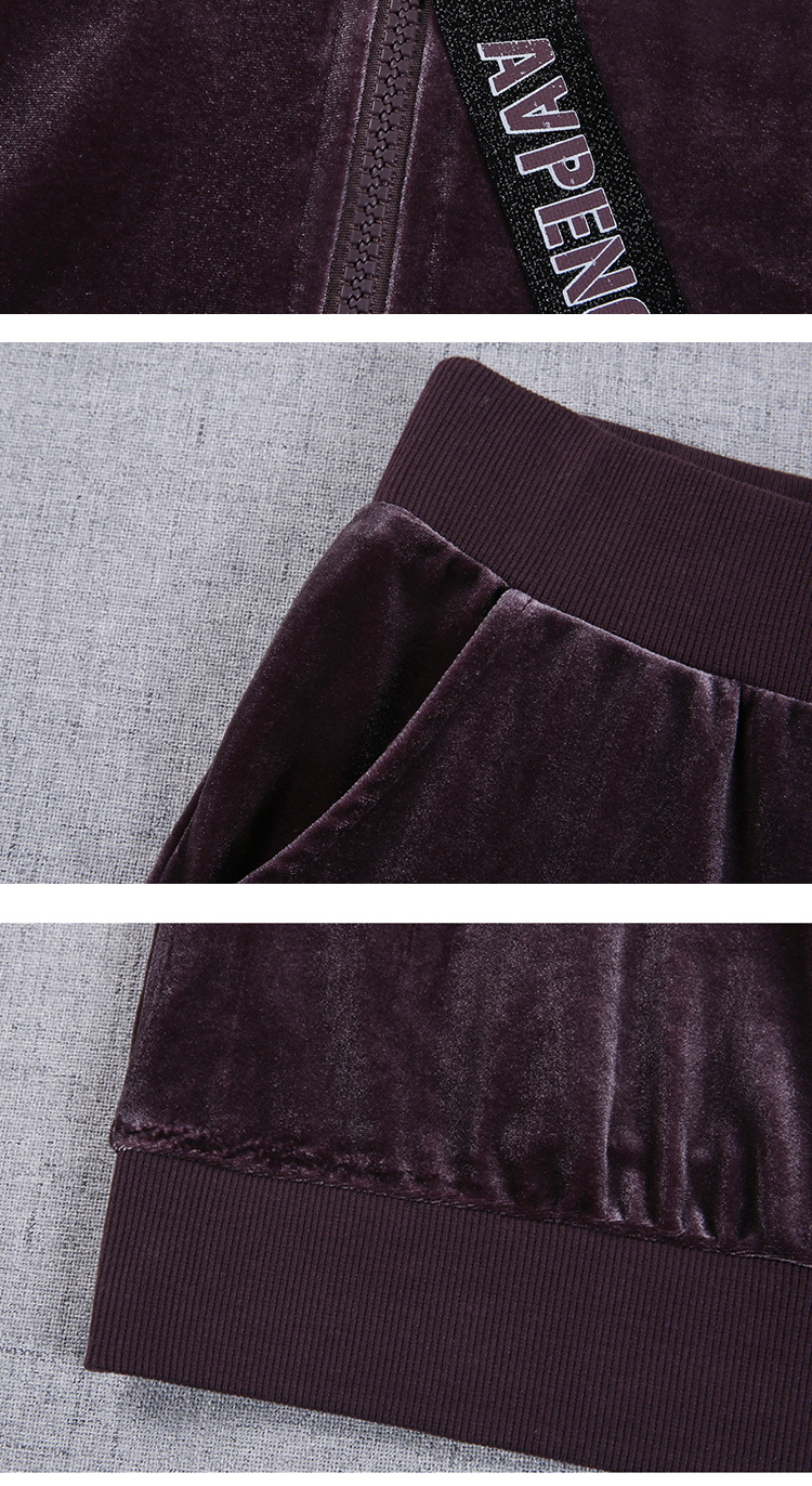 Velvet sportswear for women, 2020 spring and winter, hooded fashion, Korean-style plus-size sweatshirt, casual two-piece set, trendy pic 21