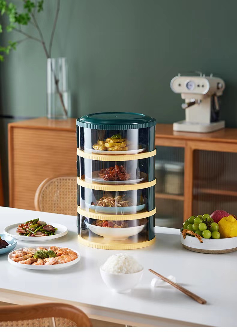 Folding vegetable cover, kitchen mosquito and fly-proof rice bowl, sliding door transparent leftover food cover, household rice bowl dust-proof food cover for heat preservation pic 10