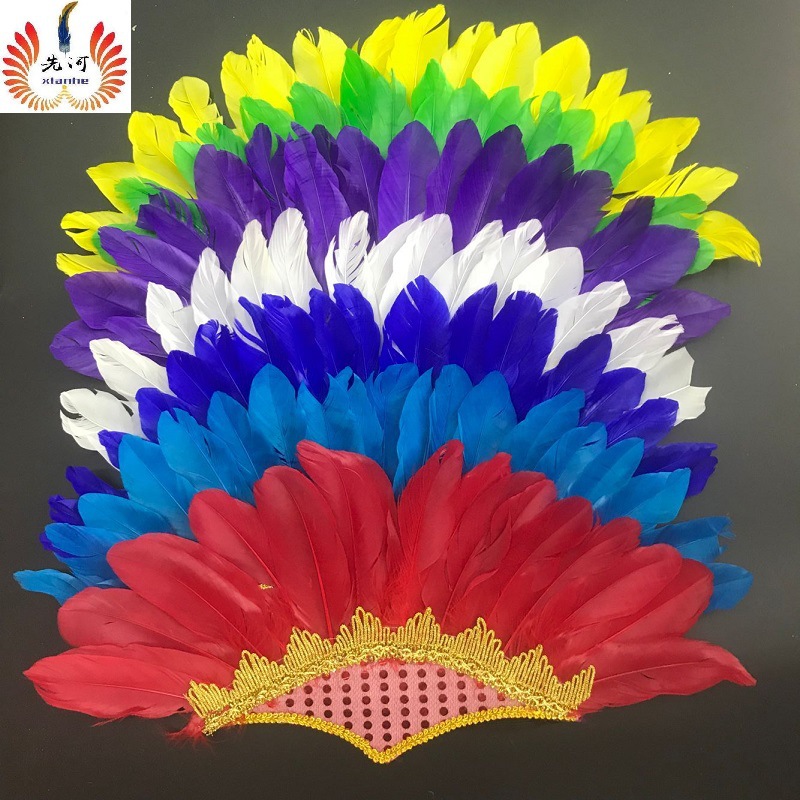 Real photo manufacturer wholesale exotic style real feather headwear, headbands, stage performance dance props, clothing accessories, fans, feather handicrafts pic 1