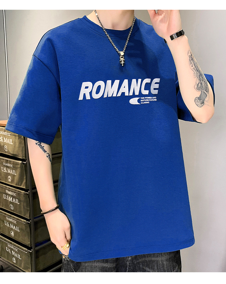 男士短袖t恤男潮流圆领上衣服宽松T恤男字母休闲体恤半袖夏季男装详情21