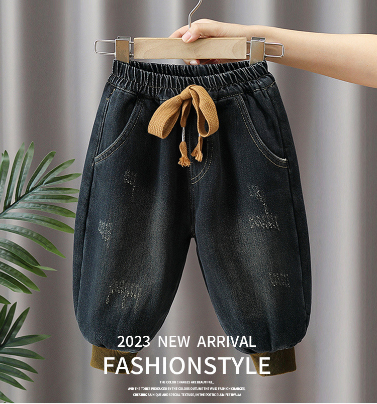 男童加绒牛仔裤秋冬新款中小童加厚一体绒休闲裤宝宝冬装保暖裤子详情1