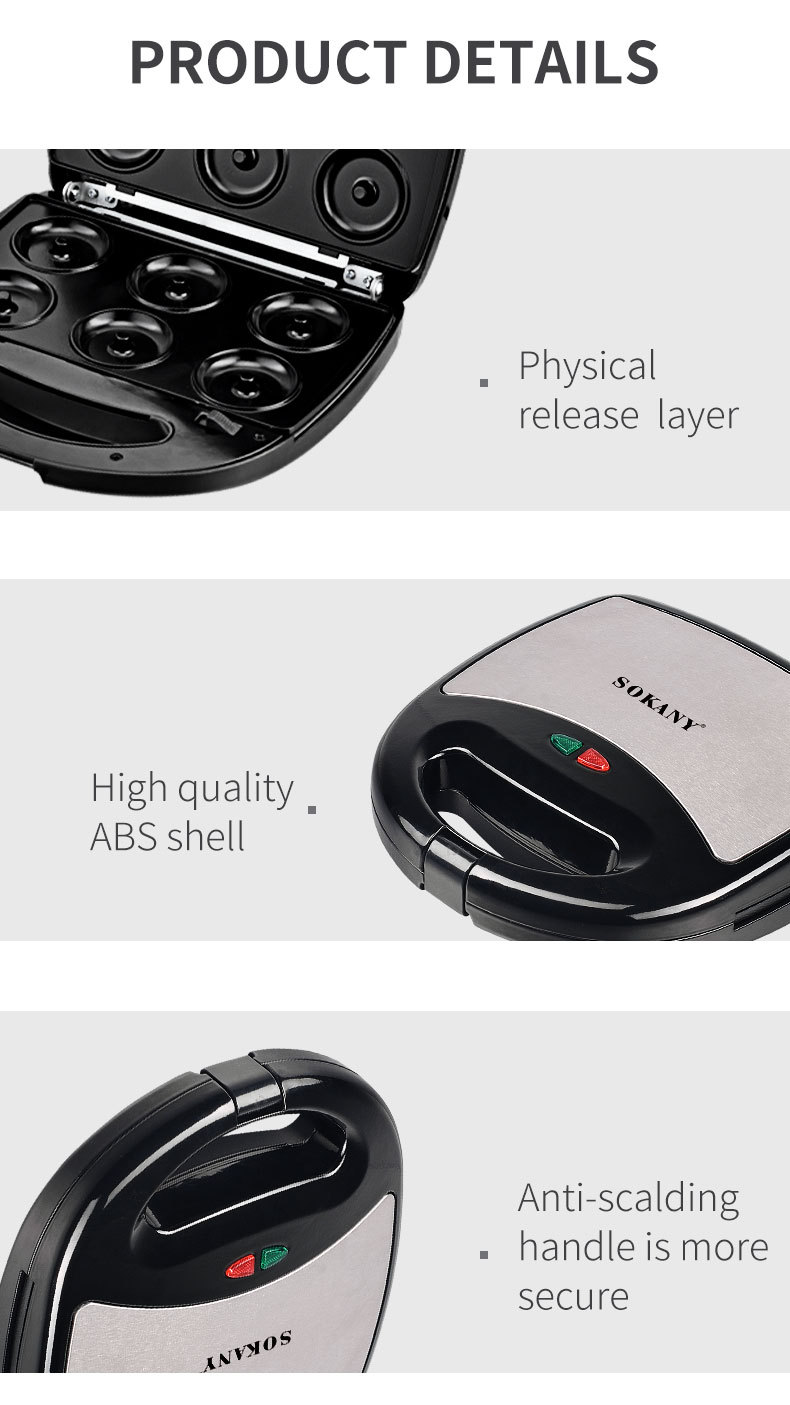 SOKANY140 Sandwich Machine, an 8-in-1 detachable plate cake, nut doughnut and waffle machine for foreign trade pic 10