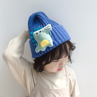 New versatile and in-stock autumn and winter tie-dyed patchwork letter monochrome warm knitted woolen caps for boys, girls, children and toddlers pic 2