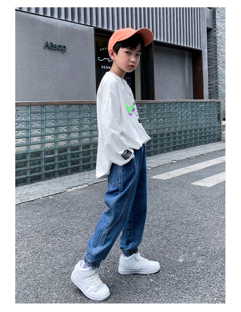 Chico jeans otoño invierno nuevo 2022 niño medio grande pantalones casuales marca de moda pantalones rectos pantalones niños wholesale pic 9