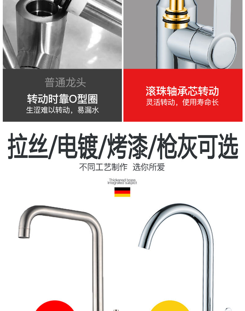 304 stainless steel kitchen hot and cold water faucets, splash-proof sink, sink, sink, rotary single cooling pic 4