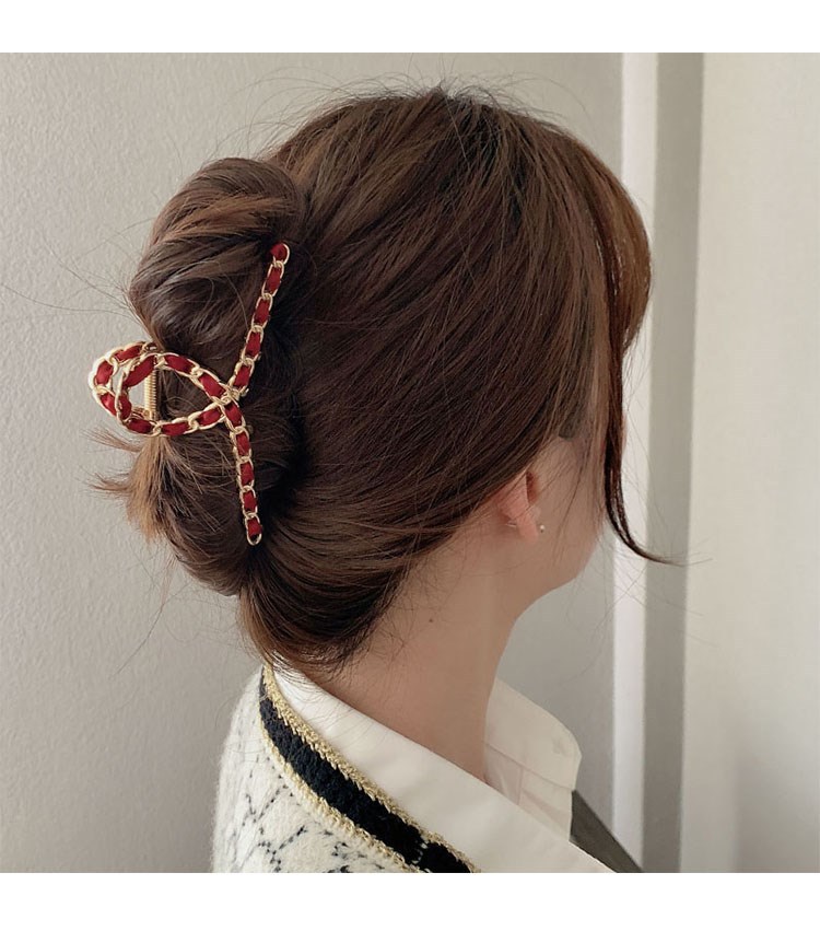 韩国ins金属复古网红链条抓夹优雅气质后脑勺发夹少女鲨鱼夹发卡详情7
