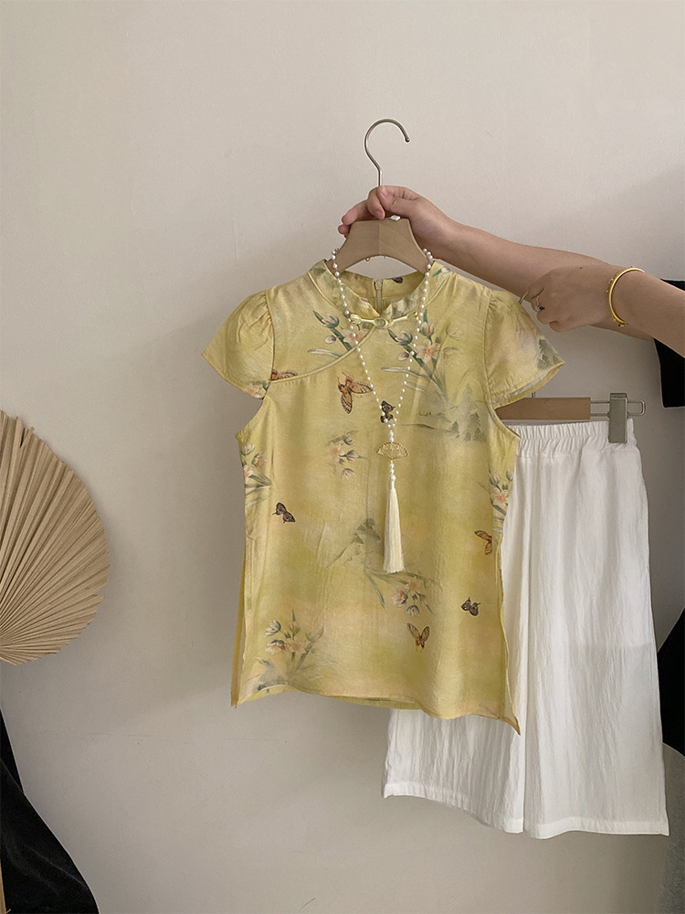 国潮国风女童旗袍夏季轻薄女宝新中式裙子夏装宝宝汉服儿童国风两件套详情5