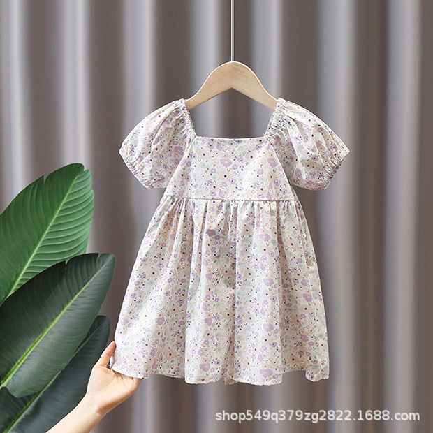 Niña vestido verano algodón floral manga burbuja niño princesa vestido verano mujer bebé vestido de verano falda manga corta pic 9