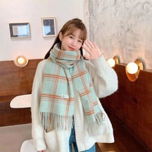 韩版秋冬季加厚女士格子围巾长款保暖仿羊绒流苏围巾披肩厂家批发详情40