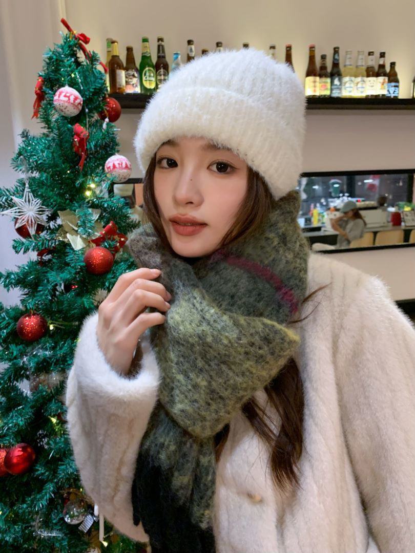 2024秋冬季新款高级感格纹大围巾女韩版学生百搭披肩拼色保暖围脖详情15