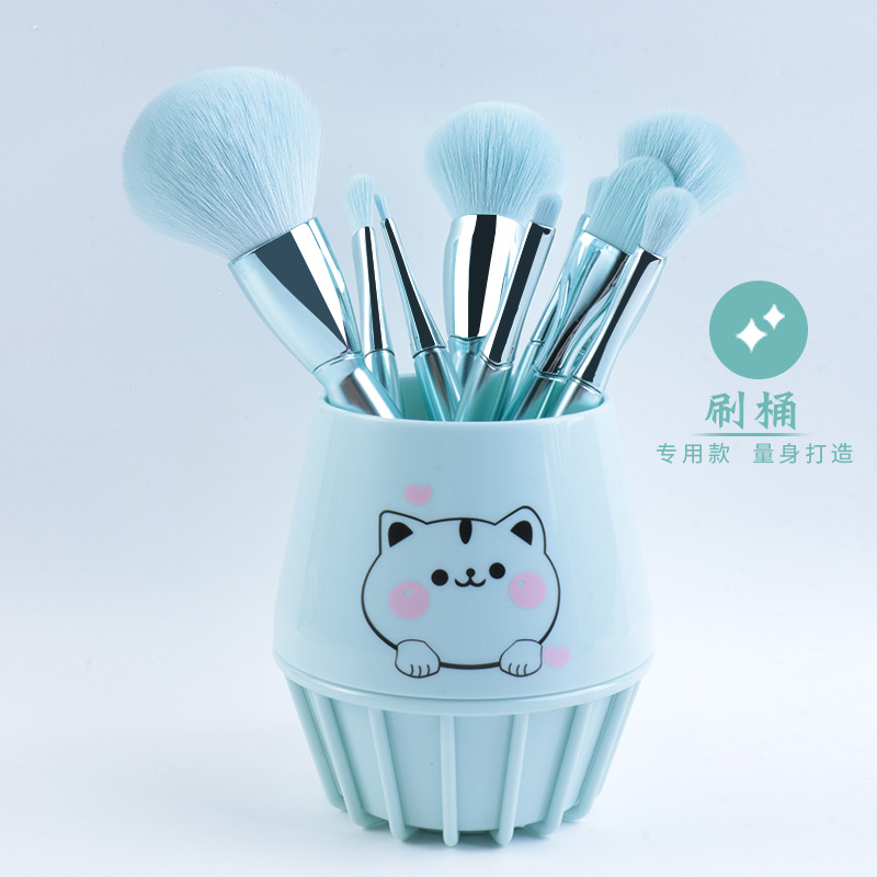 Manwu 10 makeup Brushes, a complete set of loose powder and blush, refreshing hand beauty tools, soft makeup brushes pic 17