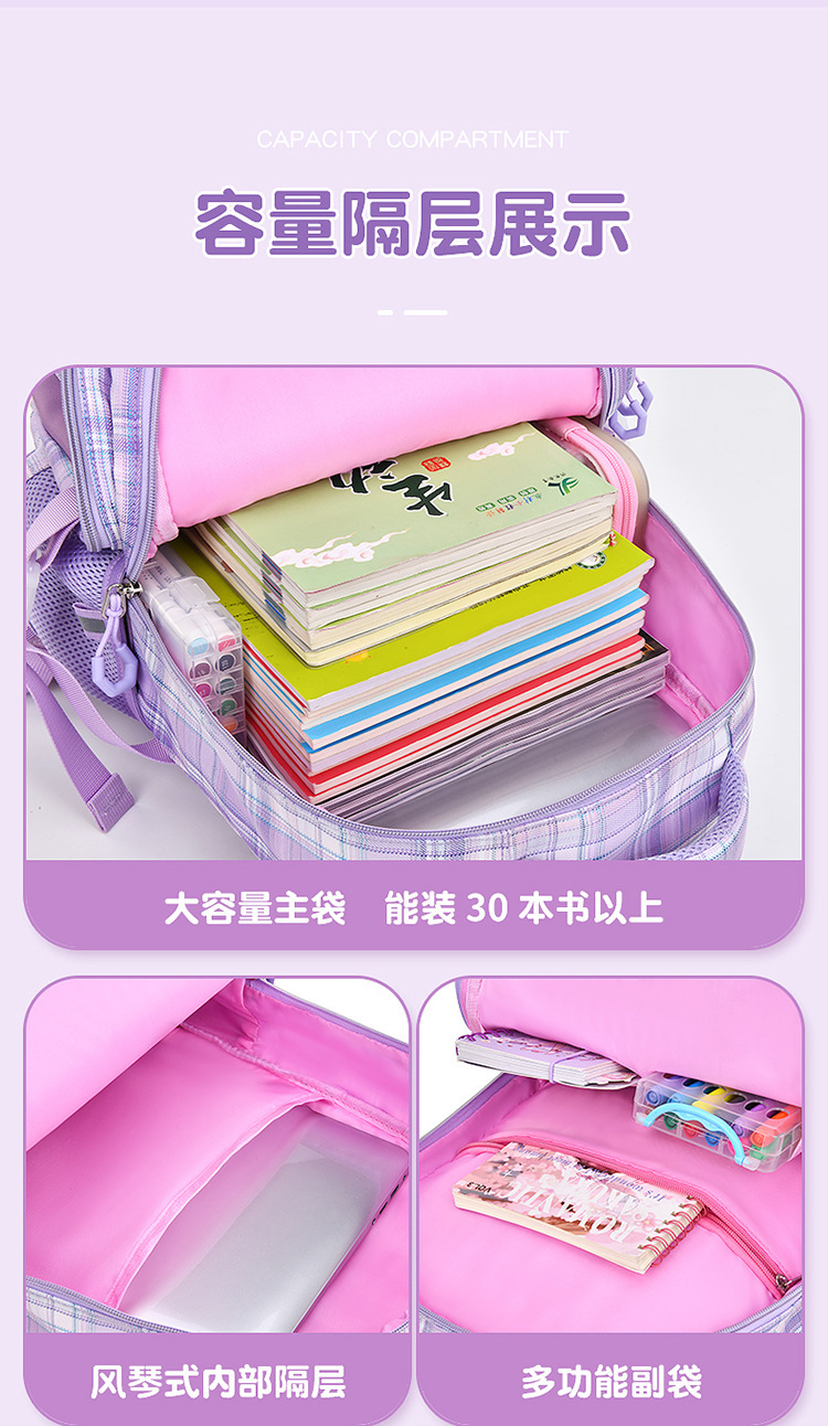 新款星黛露儿童书包轻便大容量小学生书包减负护脊双肩背包批发详情9