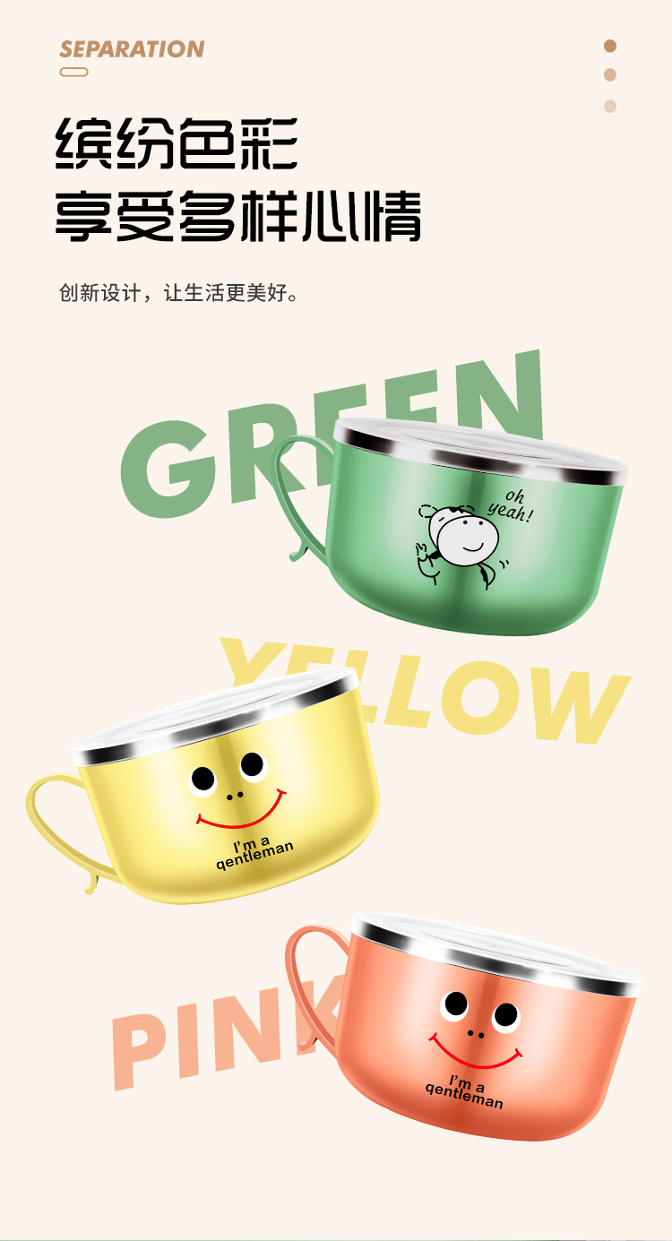 Insulated covered rice bowls, large bowls for student dormitories and office workers, wholesale from the source, 304 stainless steel instant noodle bowls pic 3