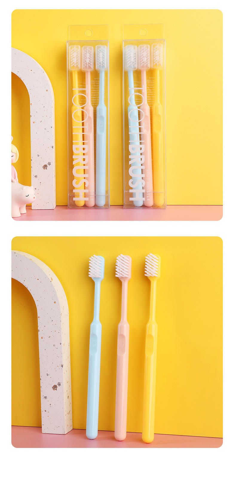 Xiujie Adult 10-piece bucket-sized candy-colored smiling soft-bristled toothbrush with a small head, ultra-fine and ultra-soft. Wholesale for families and couples pic 20