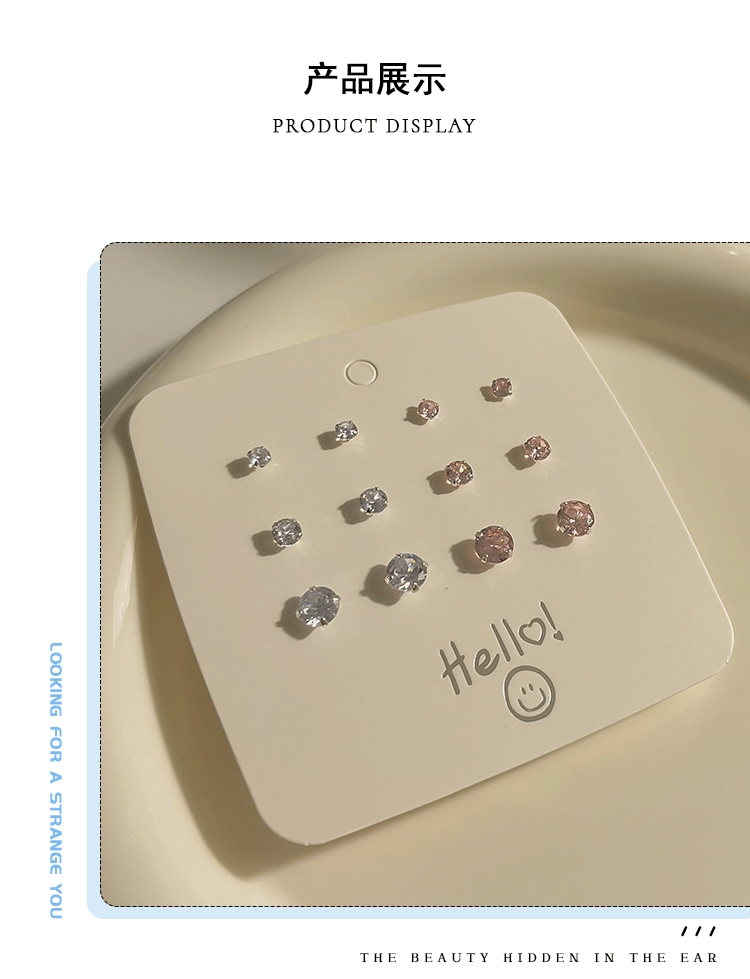 Silver needle zircon stud earrings for women, simple inlaid with water diamonds, super sparkling ear bone stud, moisture-nourishing ear holes, no need to remove earrings for sleeping, wholesale pic 3