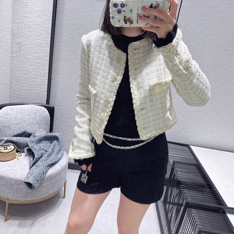 BW61257 Chanel-style coat, Korean-style fashionable socialite girl, gradient contrasting color woven coarse tweed short cardigan, autumn pic 10