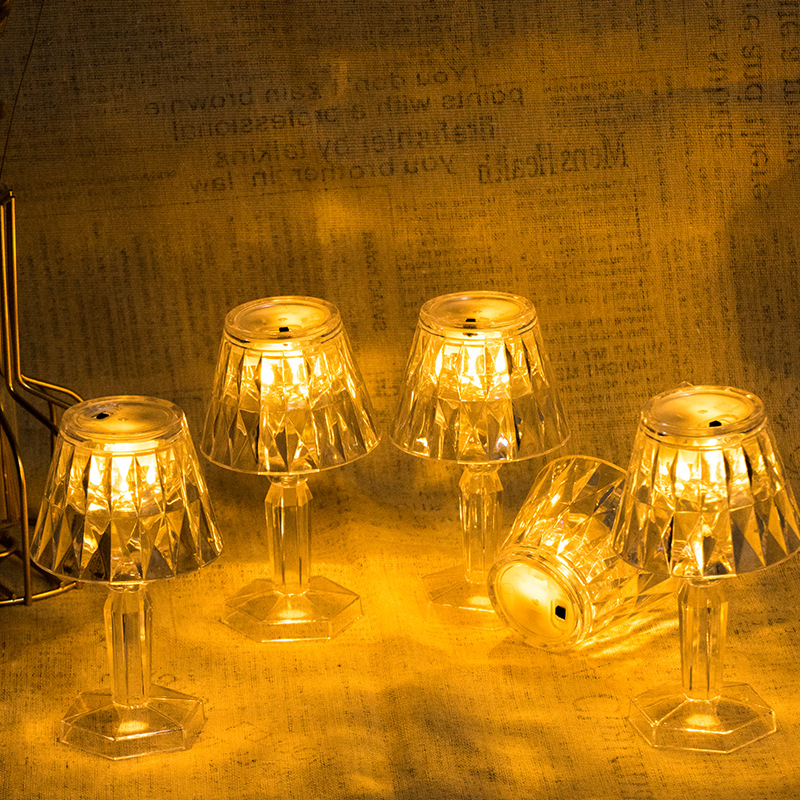 Cross-border creative transparent crystal diamond small table lamp, LED acrylic night light, desktop popular bedside decoration pic 8