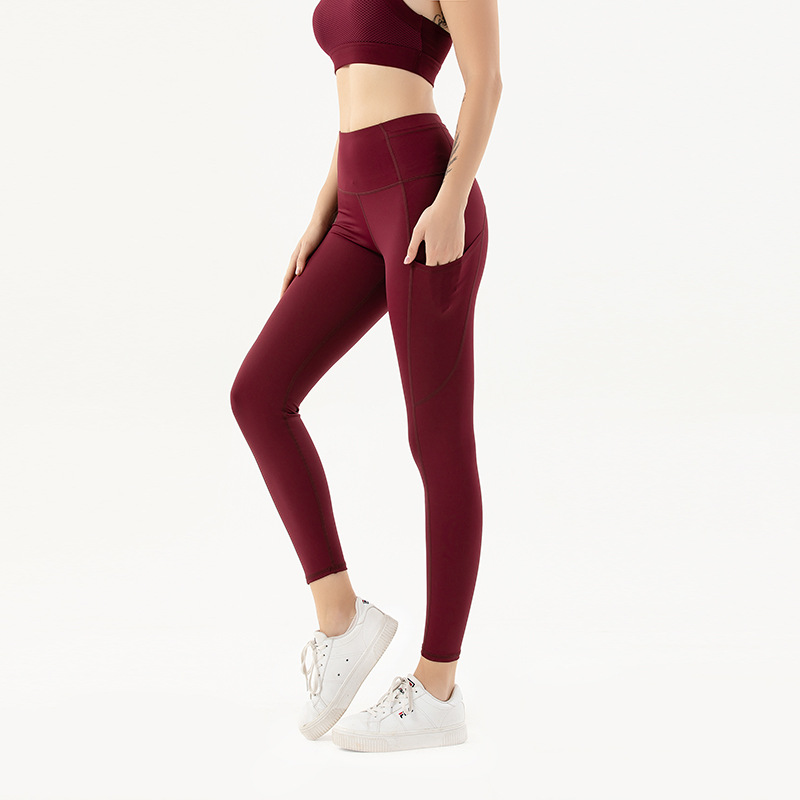 2020 New style yoga pants for women, cross-border Amazon double-sided nylon stretch sports tight pants, European and American fitness pants for women pic 9