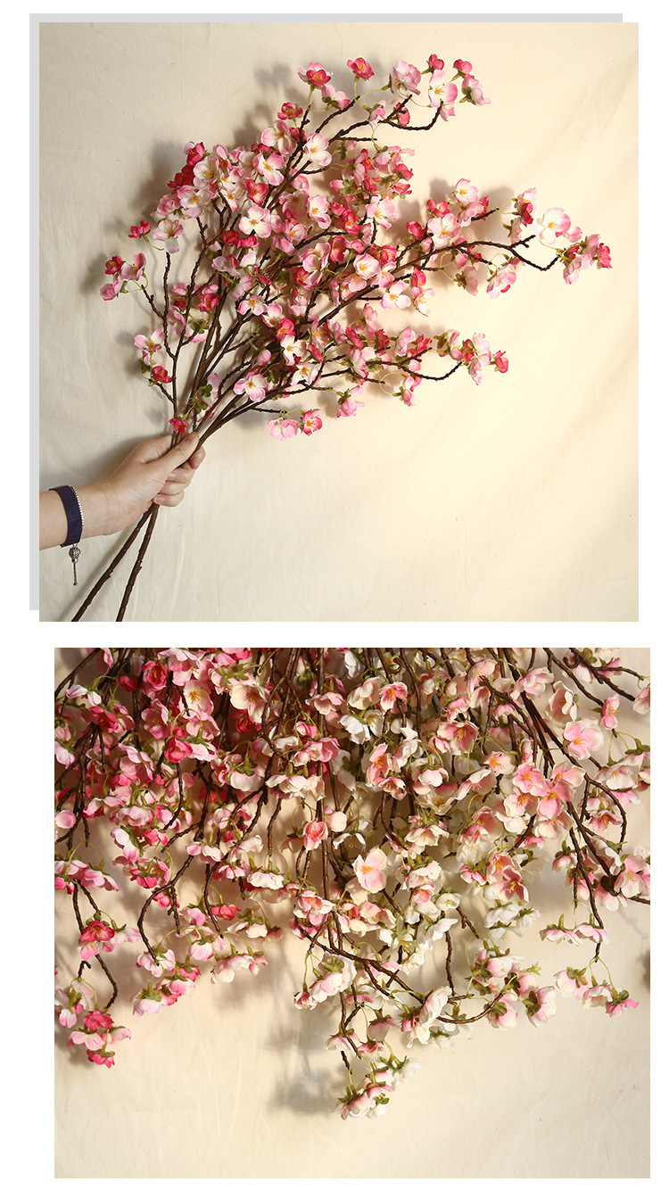 Beauty Finger Cherry Blossom and peach blossom Ins-style Nordic plum blossom artificial flower manufacturer home decoration wedding artificial flower MW38958 pic 99