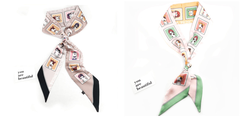 10*150 cartoon silk scarf hair band, versatile for women, spring and autumn with suits, professional neckerchiefs, decorative ribbons, tie bags and hair ties pic 6