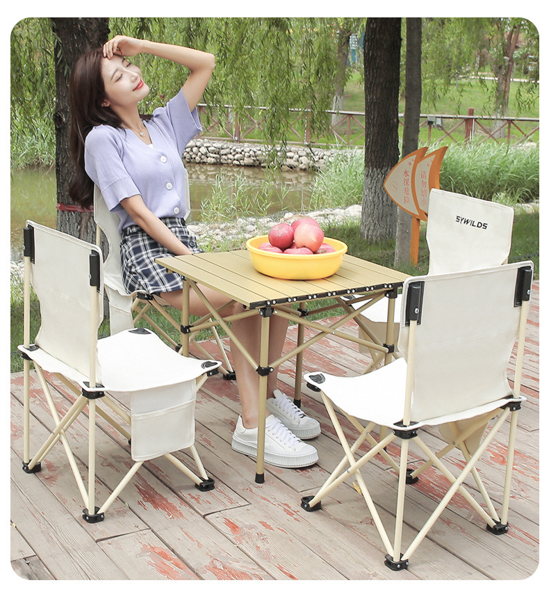 Outdoor folding chairs, table and chair sets, folding sketching chairs, portable picnic and camping titanium steel tables, egg roll tables pic 7