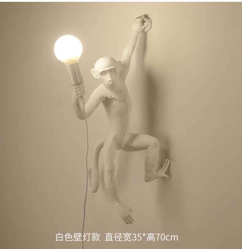 Cross-border monkey lamp, hemp rope lamp, clothing store lamp, retro industrial style animal resin hemp rope lamp, Nordic chandelier pic 4