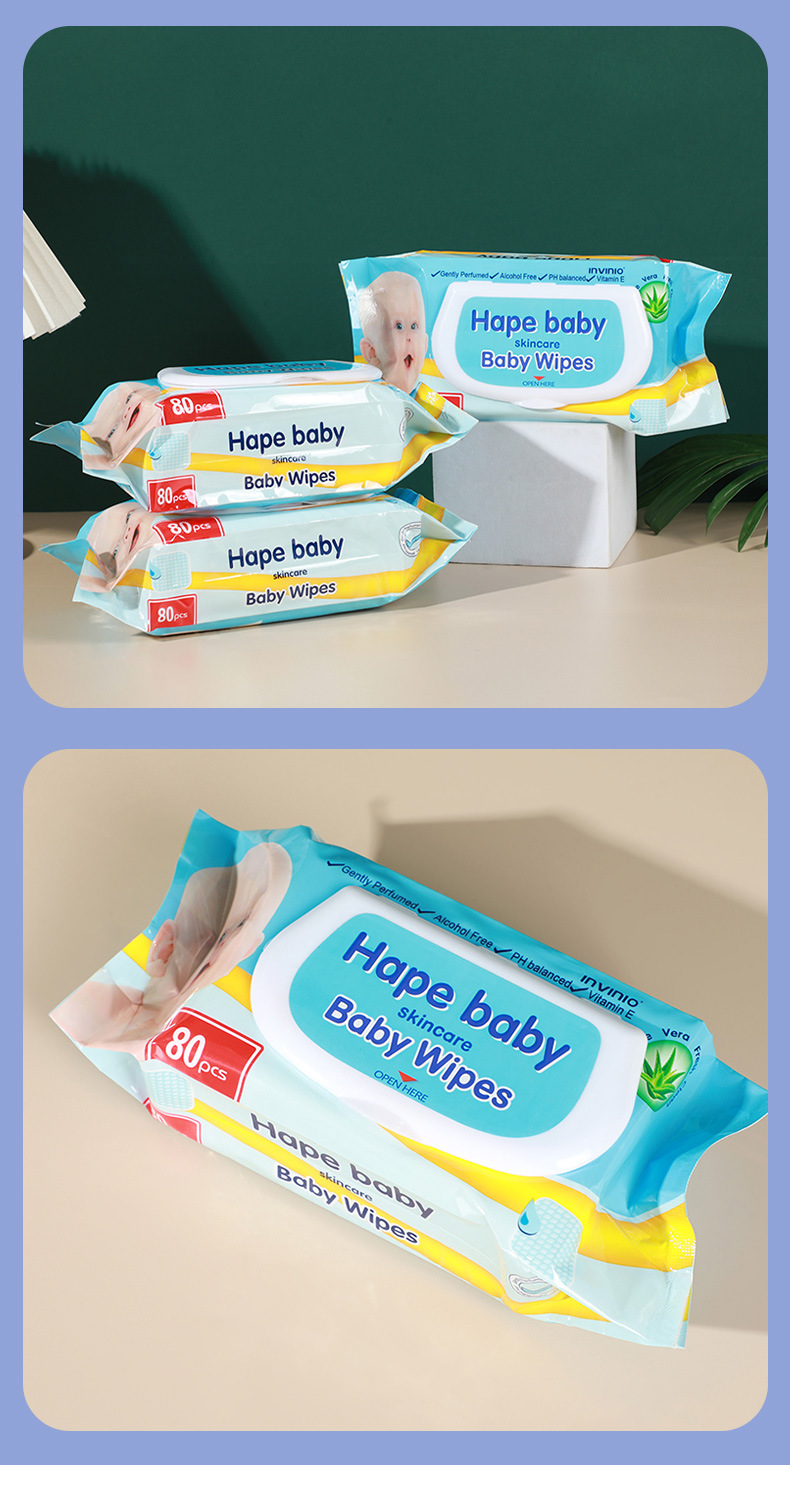 婴儿亲肤手口湿巾 家用80片装旅行便携清洁擦拭一次性宝宝湿纸巾详情11