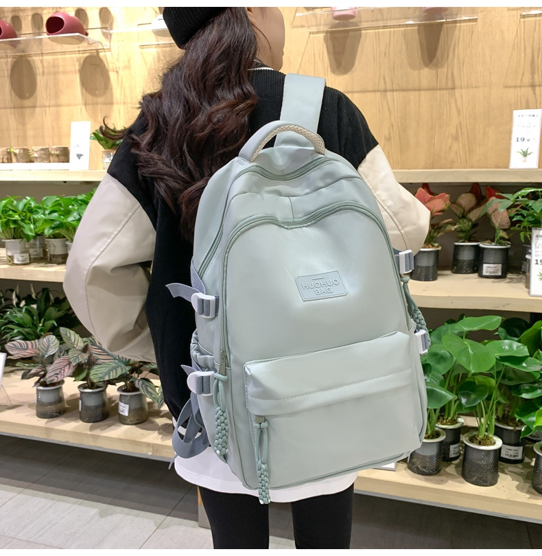 纯色休闲双肩包小学生女初高中书包简约时尚百搭大容量大学生背包详情26