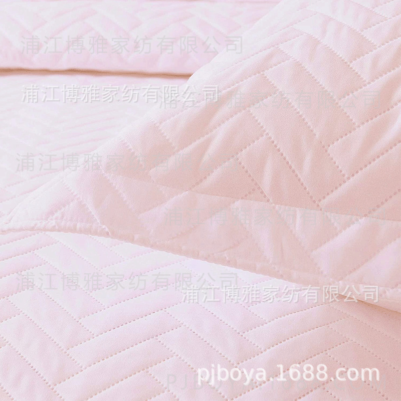 Boya Wholesale Fleece 3D ultrasonic Spring and Summer plain pillowcase, embossed cotton fabric embroidered washed quilt, pillowcase quilting pic 17