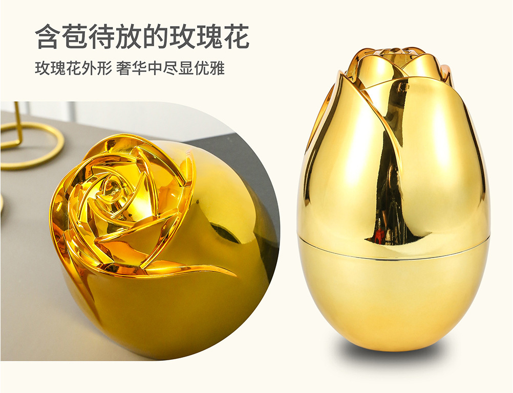 跨境创意迷你高颜值玫瑰花心境蛋 不锈钢搅拌勺水果叉餐具收纳蛋详情9