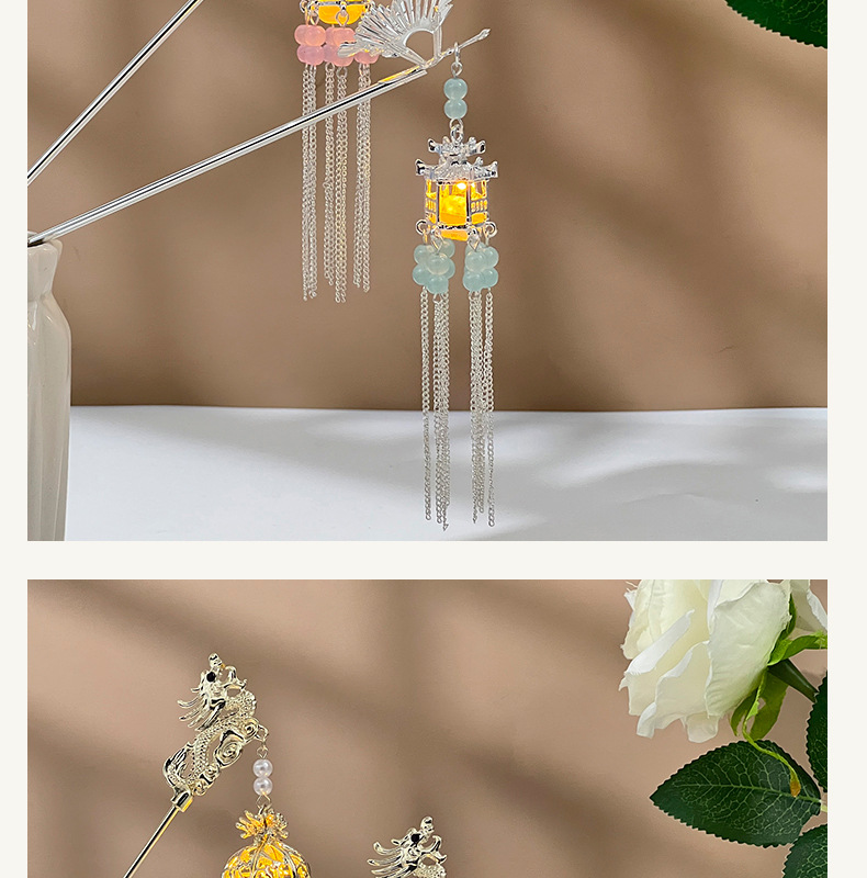 古风发簪流苏发光龙灯笼簪子挽发宫廷仙气头饰日常气质百搭发饰品详情15