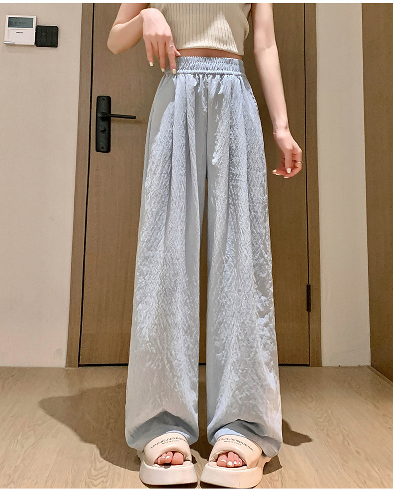 粉色奶芙山本阔腿裤女春夏2024新款高腰垂感醋酸小个子慵懒风冰丝详情19