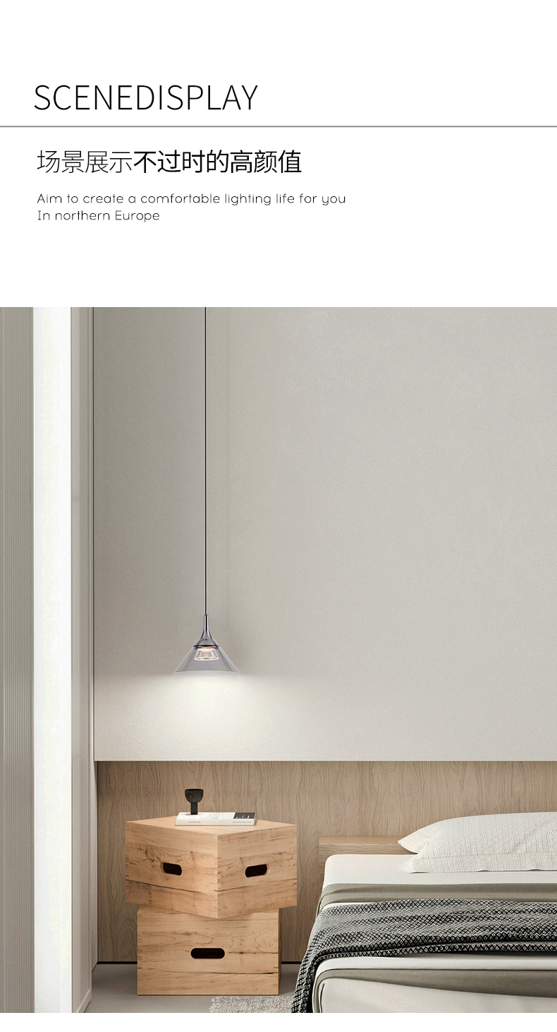 Candelabro de cama moderno simple ligero lujo minimalista influencers dormitorio estudio comedor bar largo cable elevable candelabro pequeño pic 12