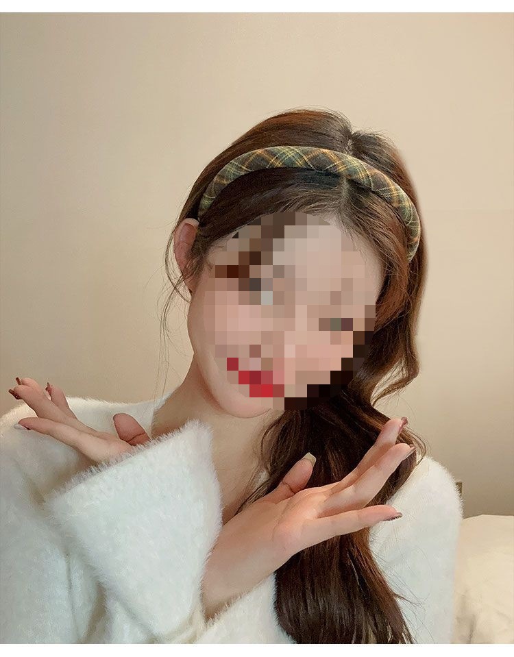 学院风格纹发箍女款头饰百搭复古气质外出发卡布艺压发细头箍发饰详情4