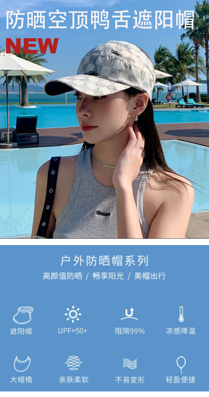 可扎高马尾棒球帽女士夏季网红运动太阳帽空顶遮阳防晒帽鸭舌帽潮详情2