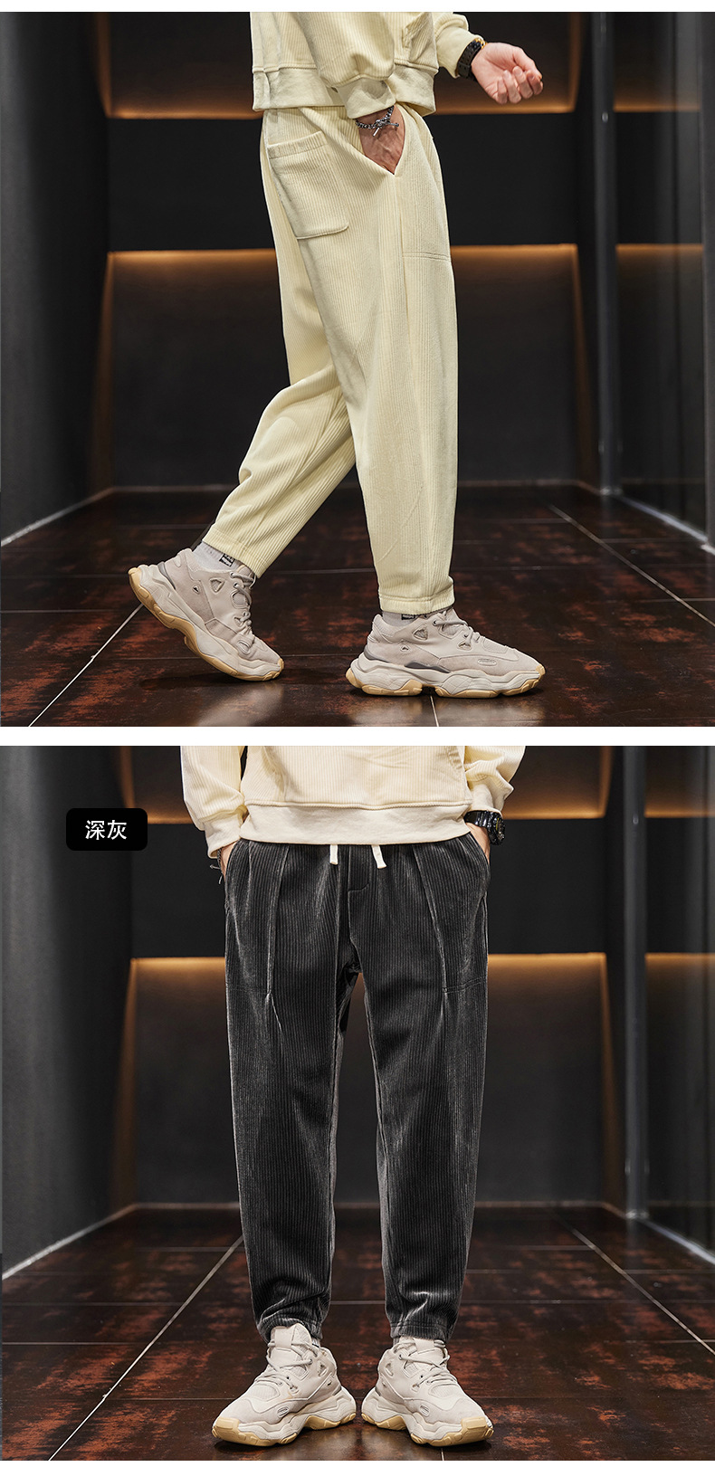 Corduroy casual pants for men, 2022 autumn/Winter new loose trendy brand tight-fitting sport pants, Harem pants with fleece sweatpants for men pic 10
