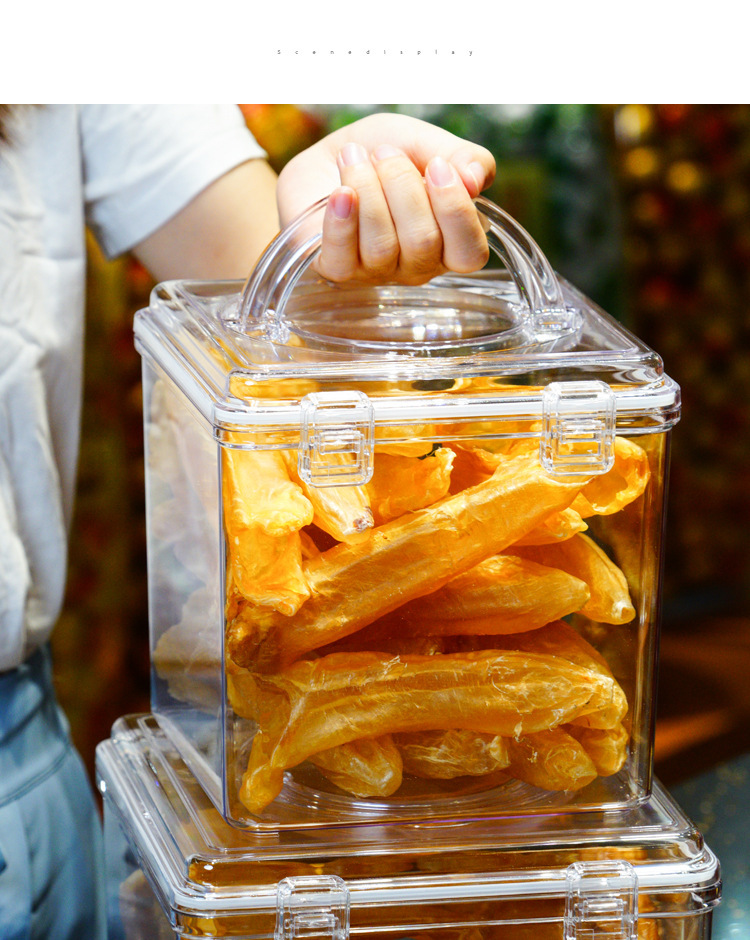 Portable sealed box, moisture-proof food sealed can, transparent PC dry goods, sea cucumber, fish maw, dried tangerine peel, tea, plastic storage box pic 16