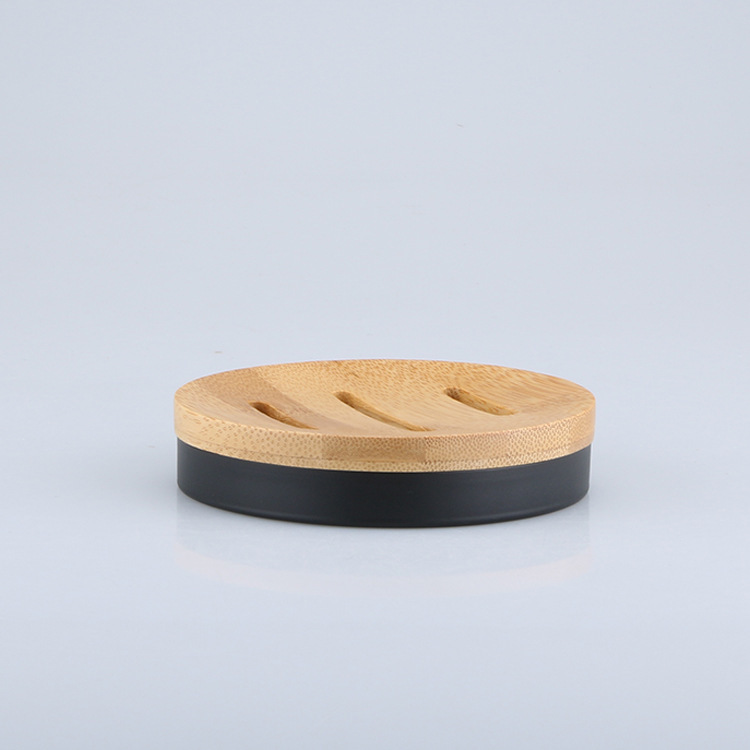 A simple black bamboo and wood bathroom set pic 1