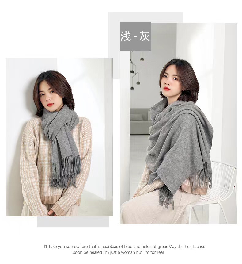 2023 Red Scarf Annual Conference - Wholesale of Chinese red faux cashmere Monochrome scarves, warm Korean-style fringed scarves, versatile pic 16