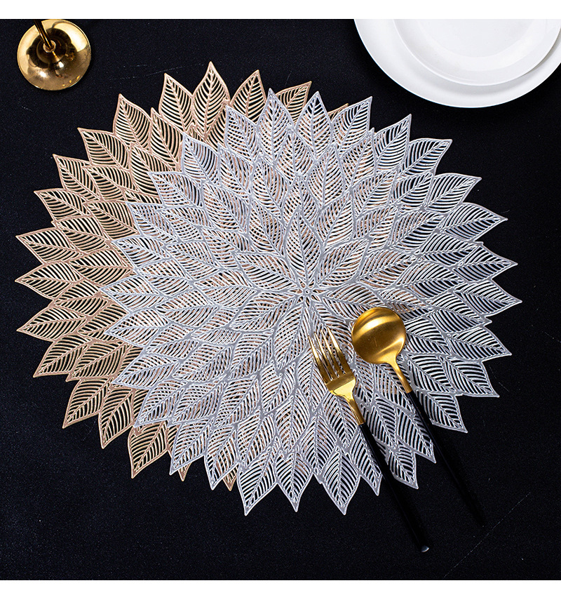 北欧风千叶花餐垫餐桌垫pvc烫金隔热垫防烫杯垫装饰垫花瓶垫道具详情7