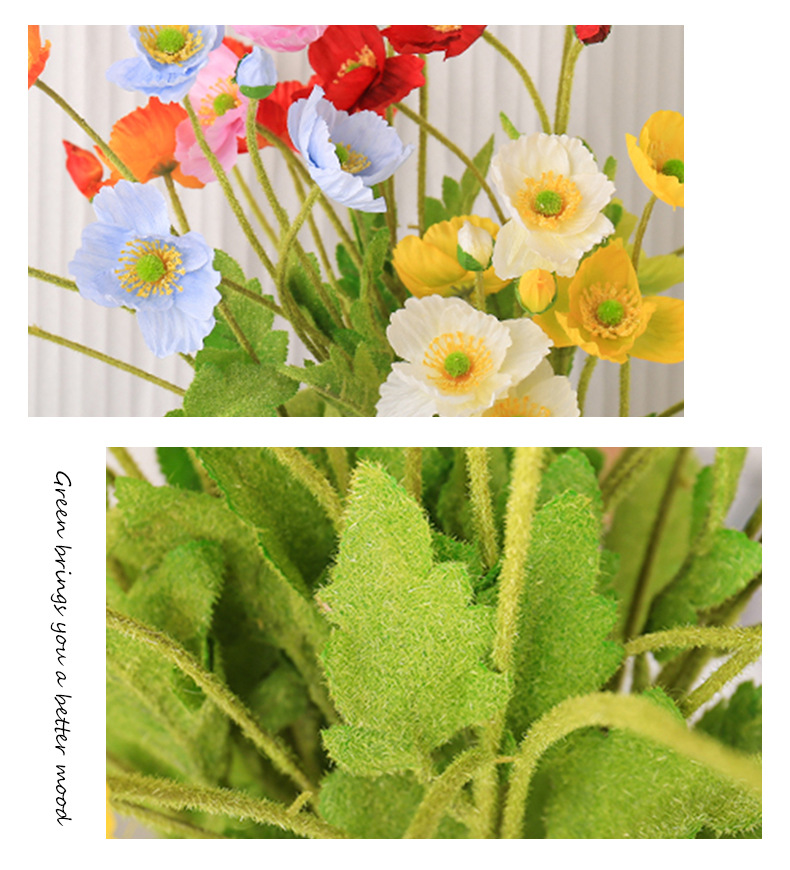 虞美人仿真花婚庆布置家居装饰摆件仿真绢花假花批发详情8