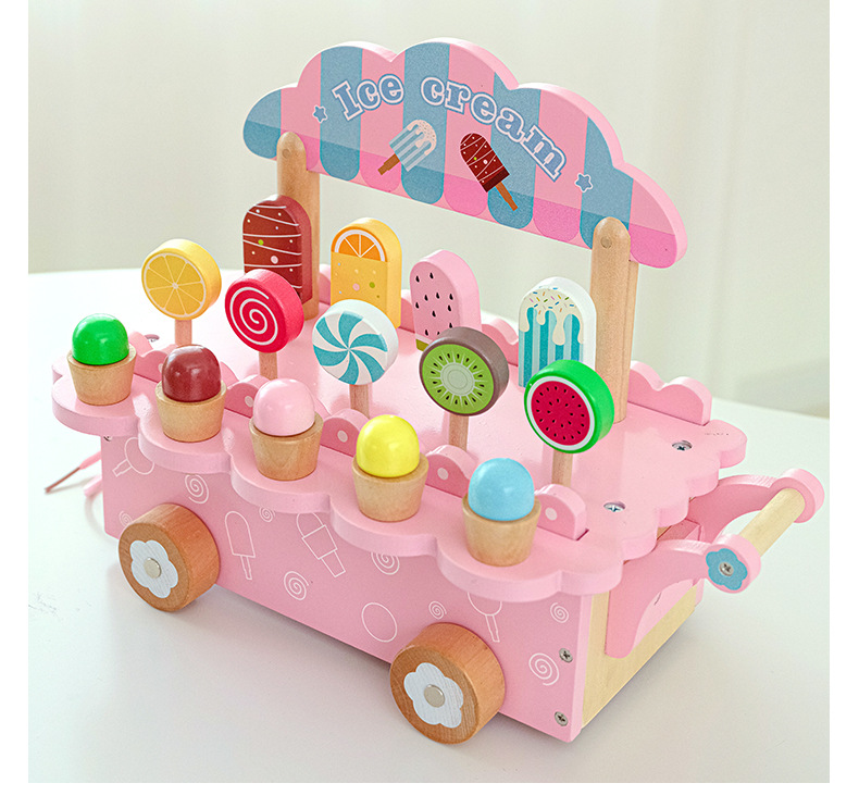 儿童木制冰淇淋售卖过家家益智玩具宝宝仿真雪糕丹麦贵族冰淇淋车详情8