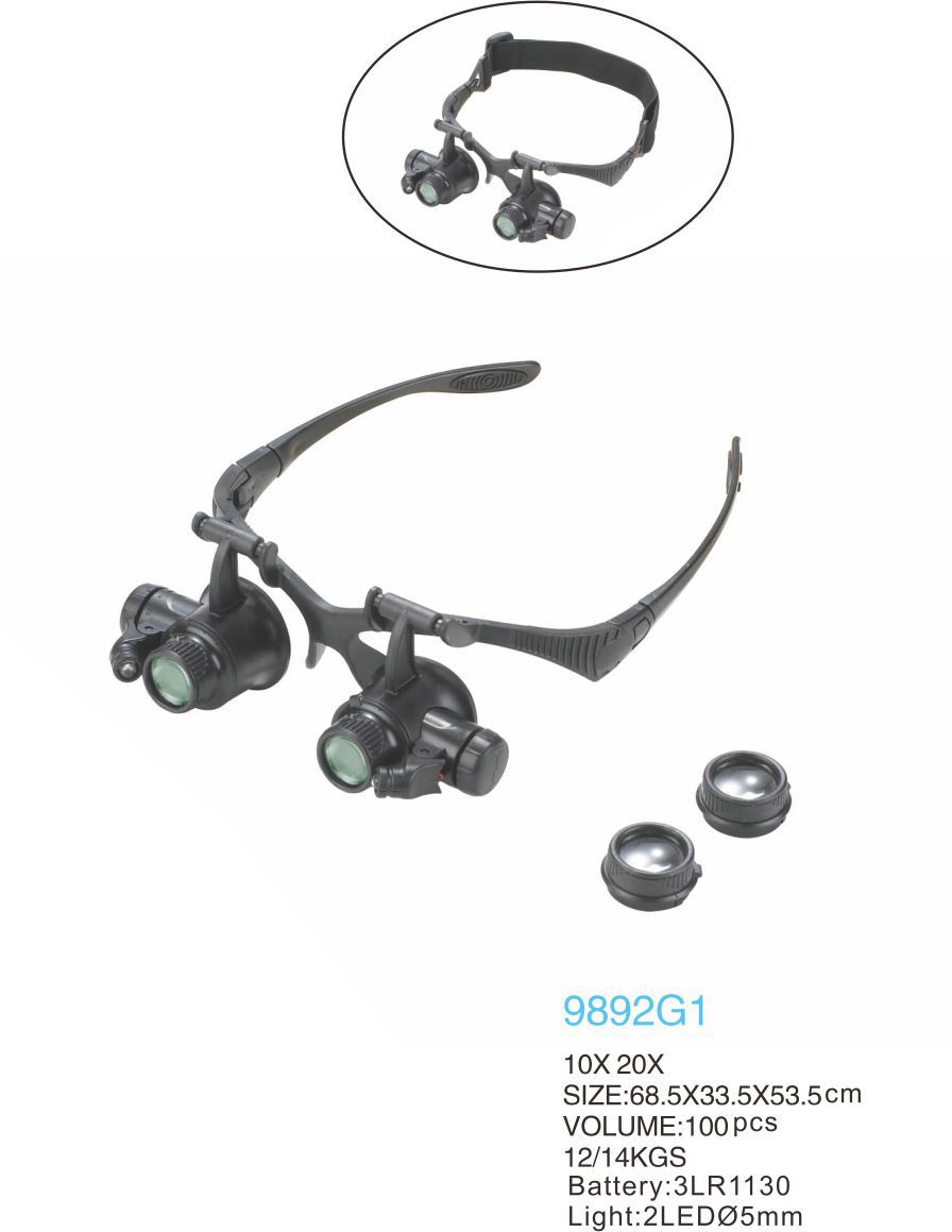 Yiwu Jinghui Factory Direct Sales 9892G1 with lamp head, eyeglass-style magnifying glass, replaceable lenses, high-definition acrylic electronic watch repair, jewelry appraisal, antiques and jade pic 2