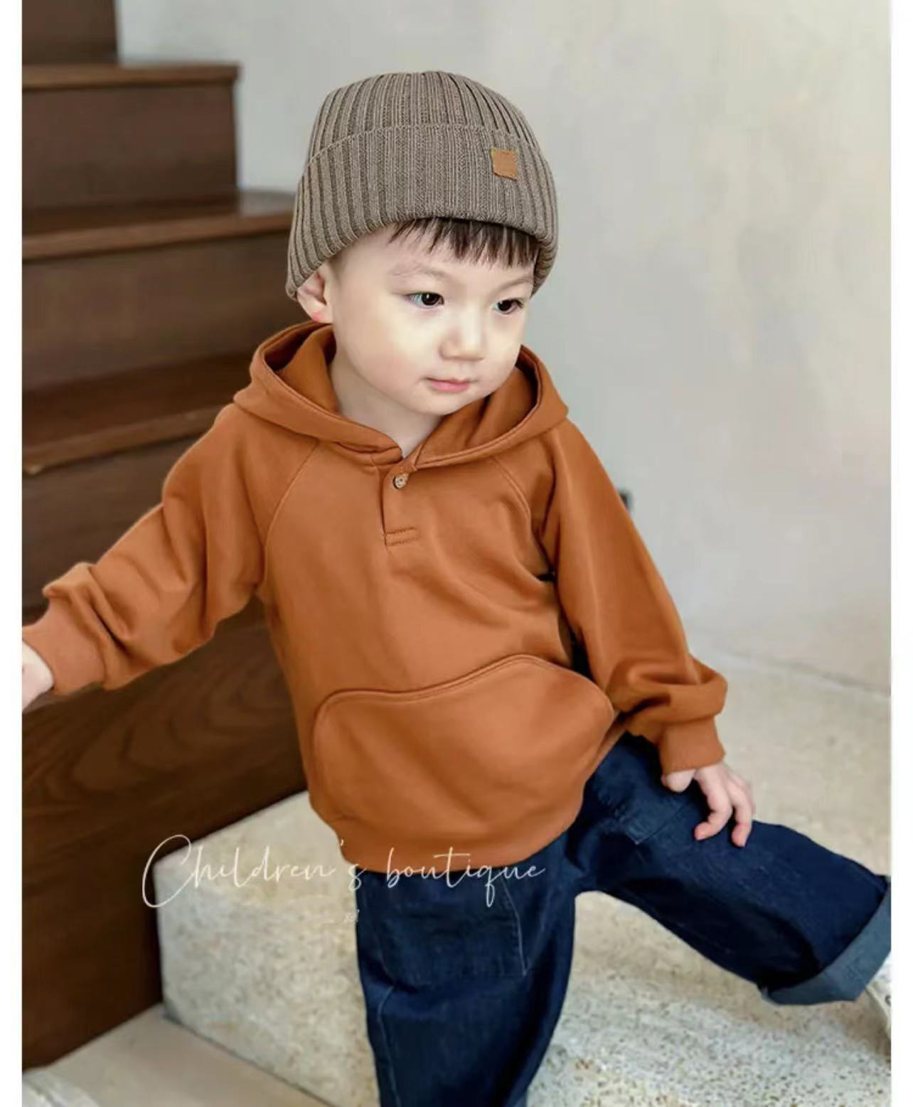 (焦糖布蕾)儿童休闲套头连帽卫衣秋季婴幼儿男童女童宽松韩版卫衣详情20