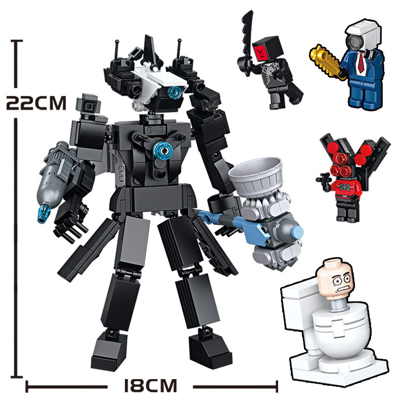 Cross-border compatible lego parodia toilet hombre VS monitor hombre pequeño granular robot puzzle montajes chicos regalos pic 8