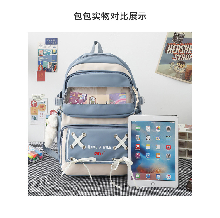 New student schoolbag, Japanese-style cute and fresh girl backpack, large capacity for junior high school students, trendy backpack for primary school boys pic 5