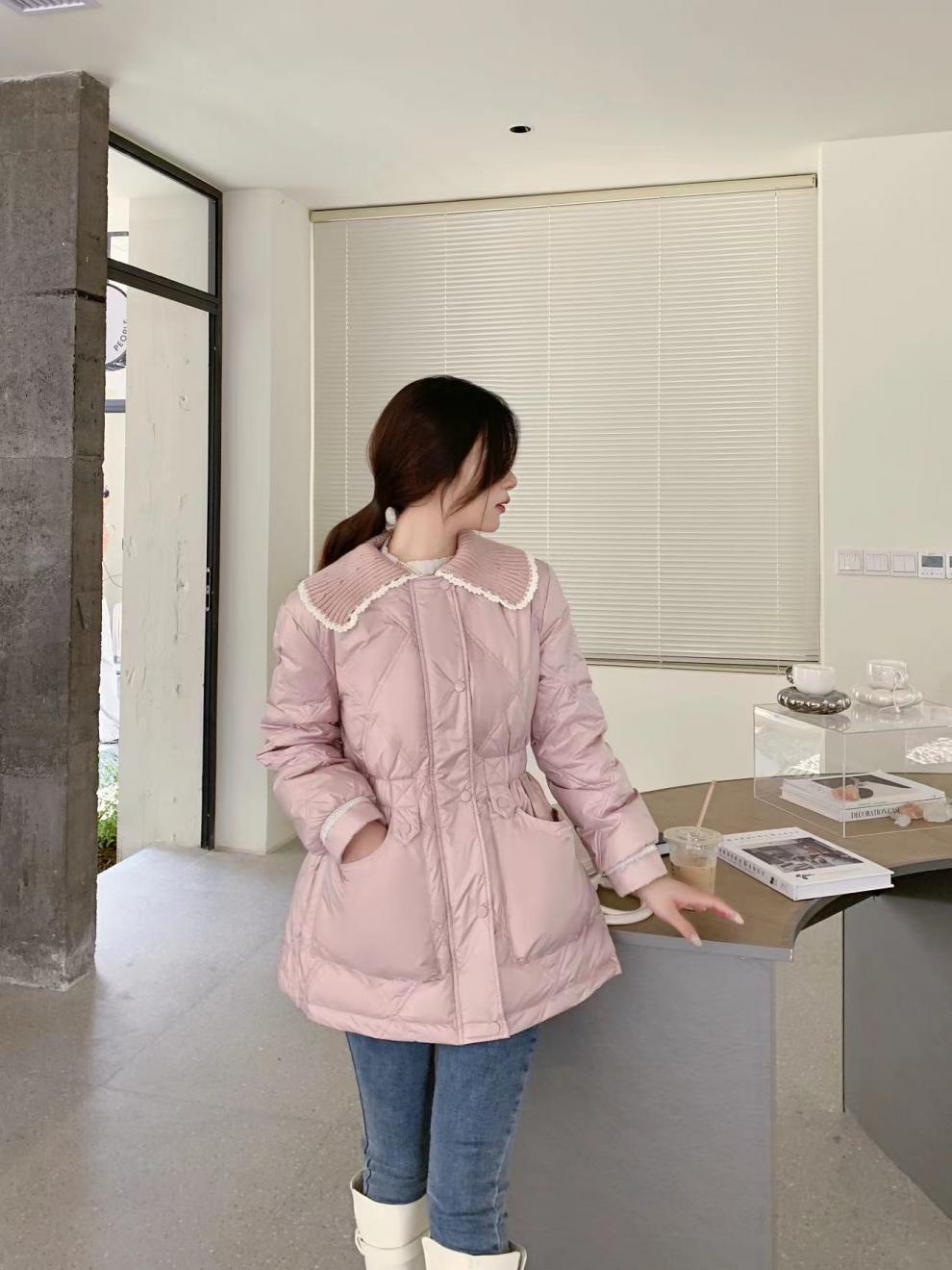 2022新款羽绒服女小香风短款韩版针织娃娃领时尚小个子冬外套潮详情20