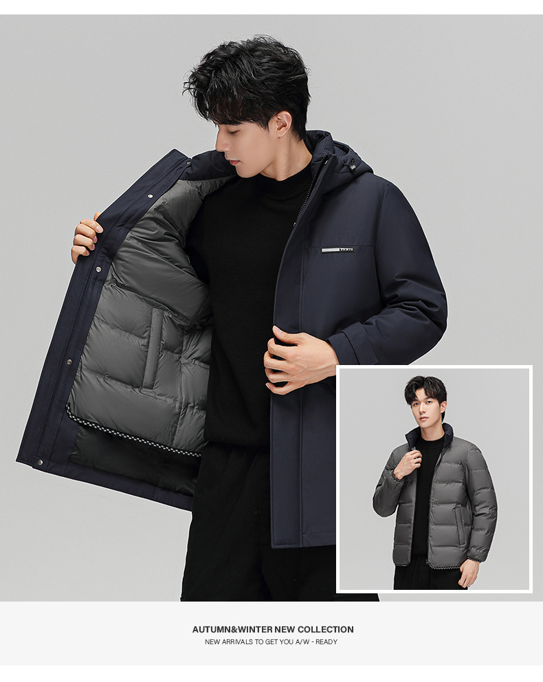 羽绒服男中长款90鹅绒潮牌外套2022冬新款商务加厚可拆内胆工装服详情15