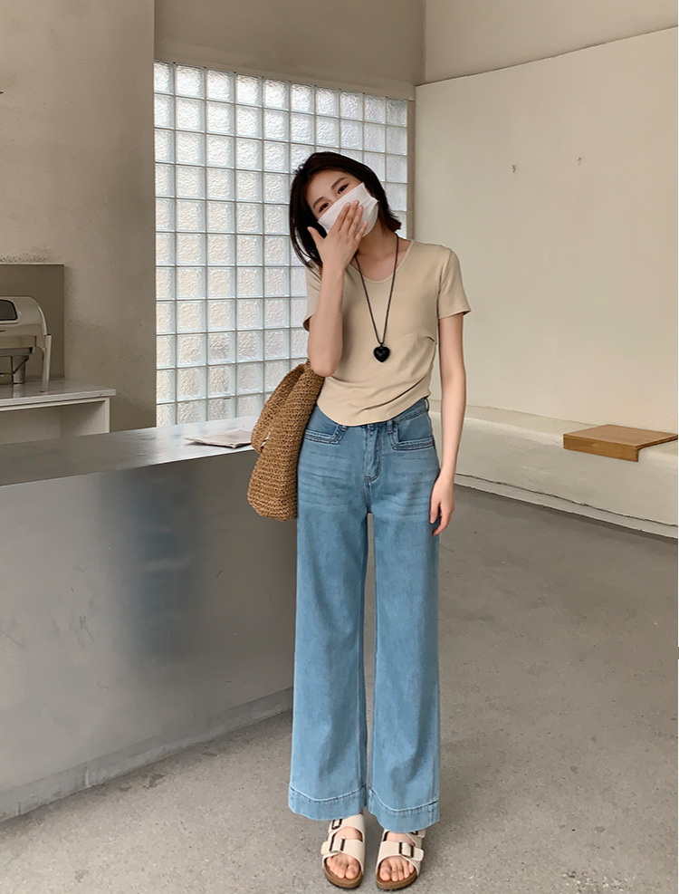 超清凉 天丝柔软牛仔裤女春夏新款弹力宽松薄款小个子直筒长裤子详情13